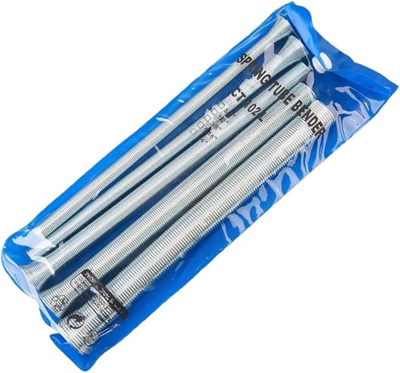 Professional Pipe Bending Spring Set 5pc for 6mm 8mm 10mm 12mm 16mm Copper Tube, Tool Steel Hand Bender for Refrigeration and Plumbing Repair