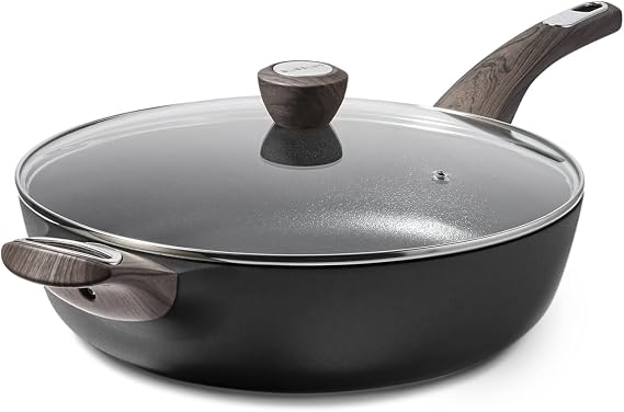 SENSARTE 30cm Deep Nonstick Frying Pan, 4.7L Saute Pan with Lid