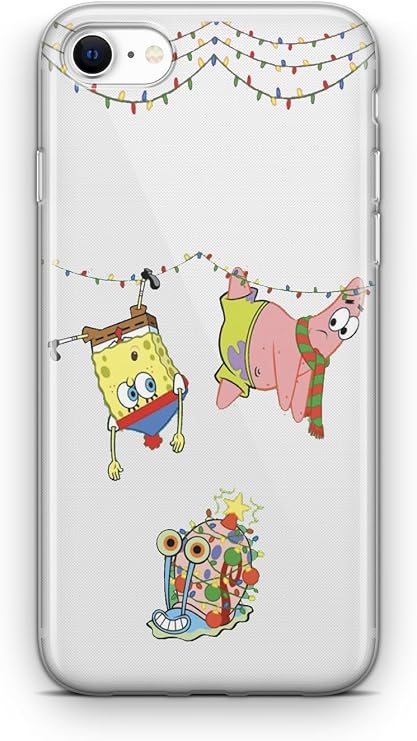 Multitronic iPhone SE 2020 ve 2022 Uyumlu Sungerbob Tasarım Baskılı Şeffaf Kılıf