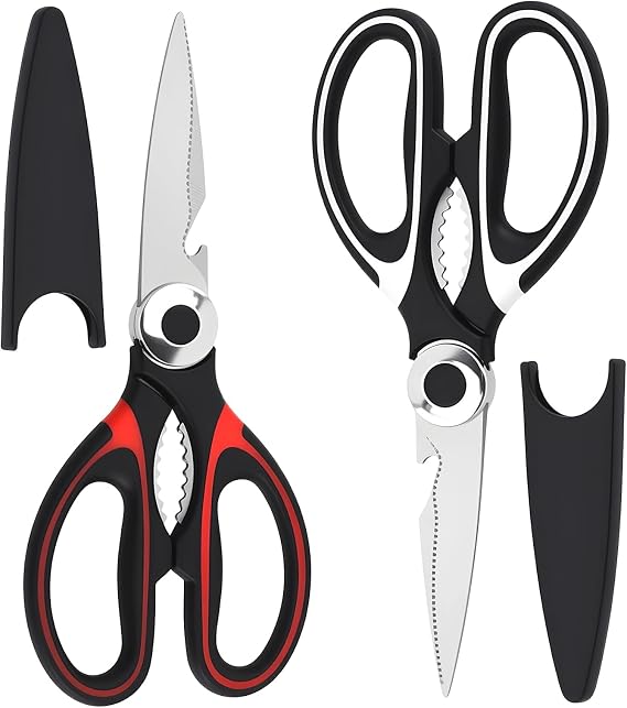 Heavy Duty Kitchen Scissors, Kitchen Shears with Safety Cover & Soft Grip