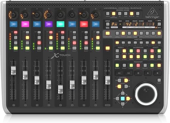 Behringer XTouch Universal control surface with 9 touch-sensitive motorised faders LCD scribble strips and Ethernet / USB / MIDI interface