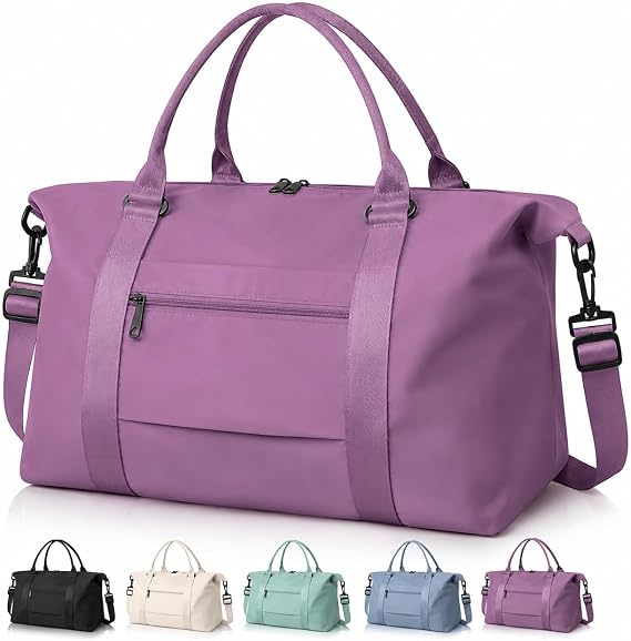 Weekender Duffel Bags for Women, Travel Totes Bag for Airplane Essentials, Overnight Bags for Women with Trolley Sleeve, A-Violet Purple, 10.63 x 21.65 x 7.09 inches, Travel Bag