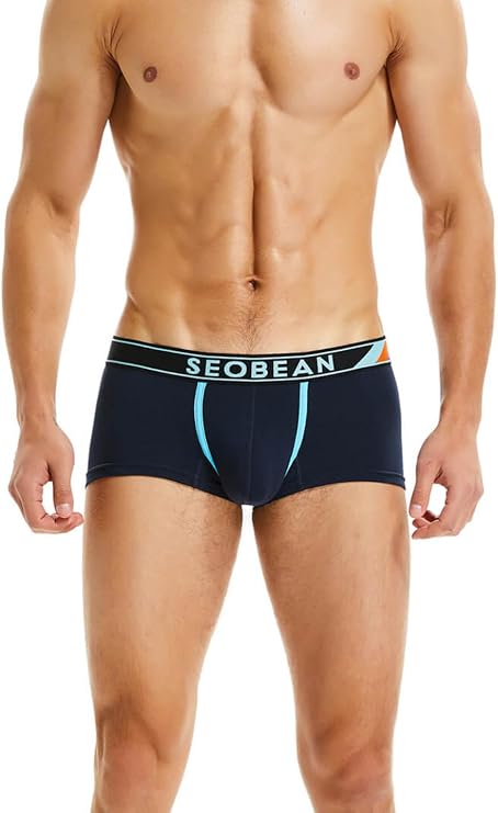 Seobean Low Rise Men's Underwear Men's Underwear Cotton Boxer Shorts Elastic Trunks Hipster Boxer Briefs Sports Shorts Breathable