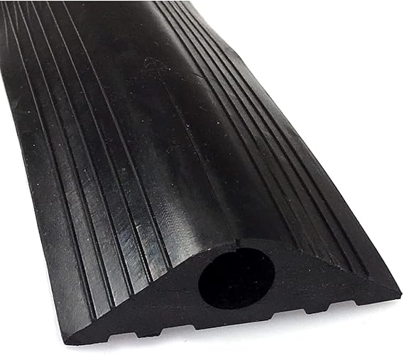 On1shelf® Black 20mm Hole Industrial Rubber Floor Outdoor Cable Protector - Safety Wire Cover (3 M)