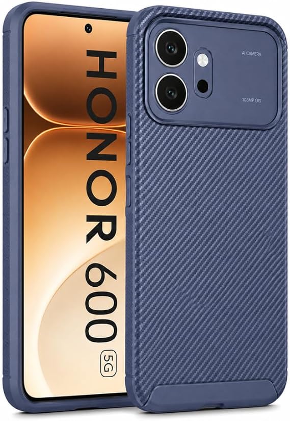 UnDePlus Huawei Honor 600 ile uyumlu Kılıf Karbon Silikon Case Lacivert