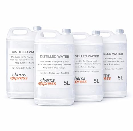 Chems Express 20 Litre (4x5 Litre) 100% Ultra Pure Distilled Water | 0ppm TDS | Automotive | Steam Iron and Cleaning