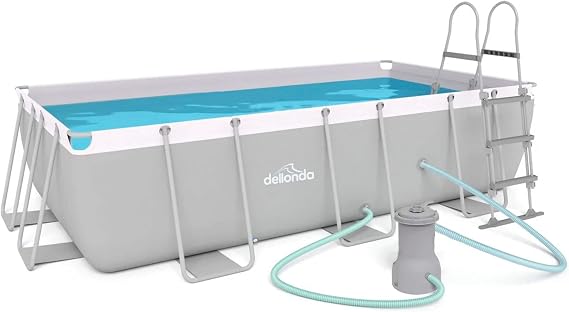 Dellonda 13ft Deluxe Steel Frame Swimming Pool Rectangular with Filter Pump - DL21