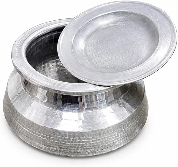 Aluminium Hammered Handi Cooking Pot with Lid, Traditional Indian Degchi for Curry and Biryani (18 INCH)