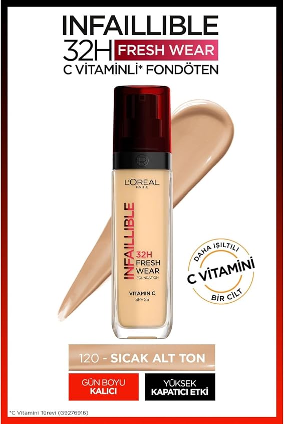 L'Oreal Paris Infaillible 32H Fresh Wear C Vitaminli Fondöten - 120 Vanilla