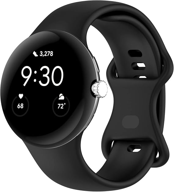 バンド Google Pixel Watch対応 ソフトシリコンスポーツウォッチバンド 交換用時計ストラップ ブレスレット Google Pixel Watchスマートウォッチアクセサリー ブラック