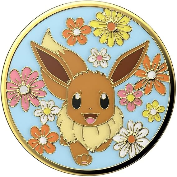 PopSockets: PopGrip - Expanding Stand and Grip with a Swappable Top for Smartphones and Tablets - Pokémon - Floral Eevee Enamel