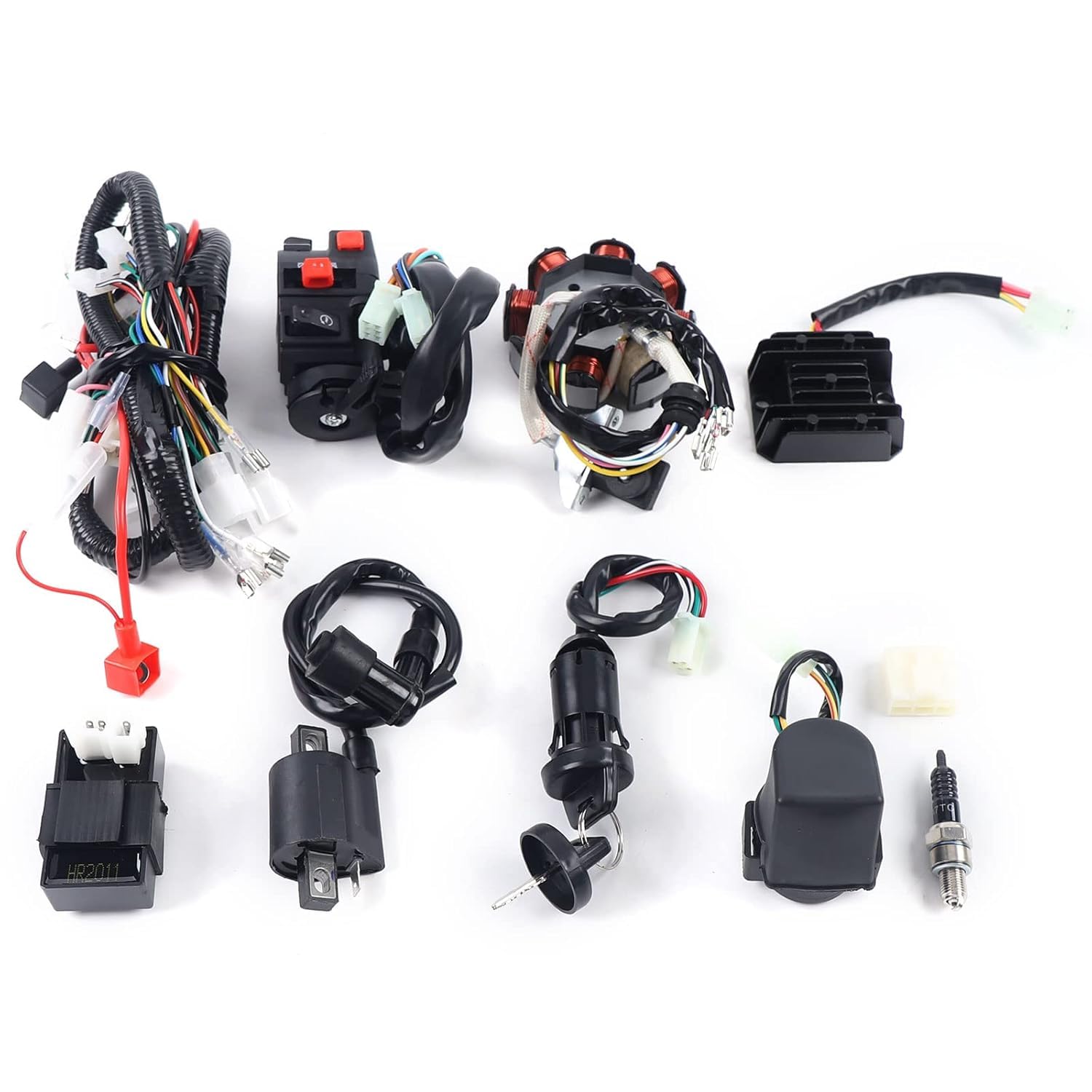 Complete ATV Quad 125-250CC Wire Harness, Electric Wiring Harness, Coil Loom CDI Ignition System, Wire Harness Kit for Almost All Chinese 4-Stroke Automatics