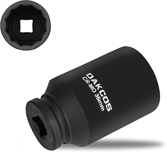 DAKCOS 1/2" Long Socket Impact Wrench 36 mm Multi-Tooth 12 faces, Cr-Mo, 78 mm length
