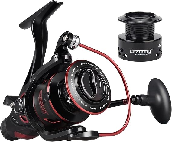 KastKing Sharky Baitfeeder III Spinning Reel 10+1 Shielded Stainless Steel BB - Carbon Fiber Drag for Live Liner Bait Fishing Action