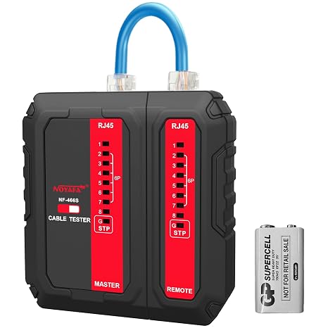 NOYAFA Network Cable Tester - with POE Wire Checker, Automatic Network Tester for RJ45 RJ11 RJ12 CAT5 CAT6 CAT7 UTP Cables, for Home Office Network Maintenance, NF466S