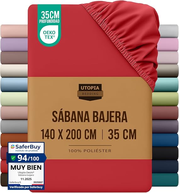 Utopia Bedding Fitted Sheet 140x200 - Red