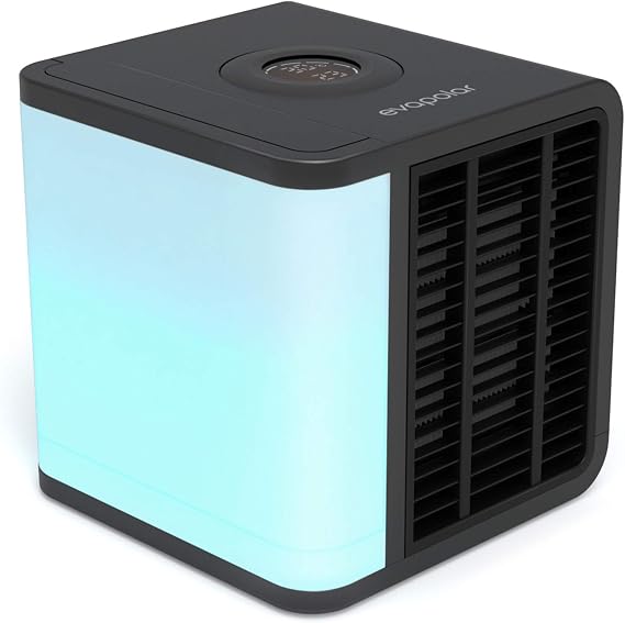 EVAPOLAR evaLIGHT Plus Personal Portable Air Cooler and Humidifier, Desktop Cooling Fan, for Home and Office, with USB Connectivity and Colorful Built-in LED Light (Black) [Energy Class A+++]