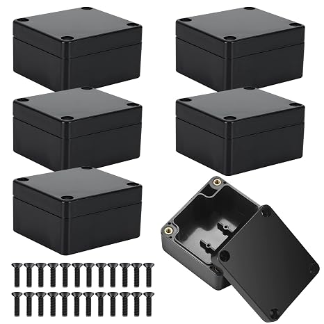 6 PCS Waterproof Junction Box, 65x58x35mm Project Box Black ABS IP65 Junction Boxes Plastic Electrical Project Boxes Enclosure Outdoor for Electronics Case