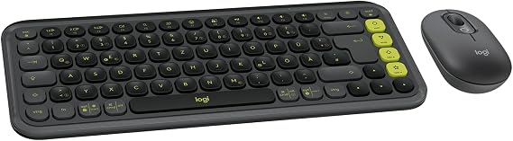Logitech POP ICON Combo Bluetooth Keyboard Mouse Set Comfortable Typing Programmable Buttons Quiet Clicks Easy Switch for up to 3 Devices QWERTZ DEU - Graphite