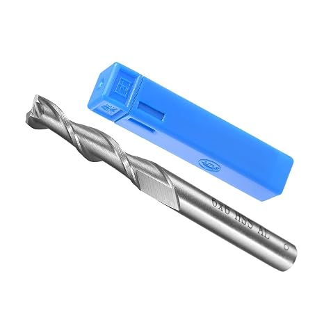 2-Flute Spiral End Mill Bits, 6mm Diameter 30mm Length, High Speed Steel Straight Milling Cutter with Storage Case- (Applications: for Plywood Hardwood Plastic),