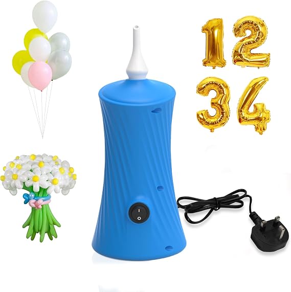 PlusFive Electric Balloon Pump UK Plug, Electric Air Pump for Long Balloons and Foil Balloons, Portable Balloon Inflators Blower Machine for Birthday Party Wedding Christmas Ballon Decorations