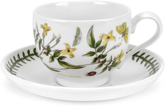 Portmeirion Botanic Garden - Teacup & Saucer Traditional Shape - Yellow Jasmine