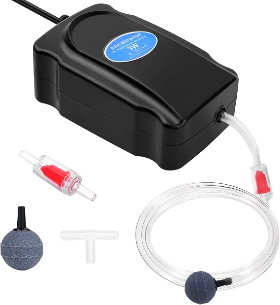 Flintronic Air Pump for Aquariums, 3W Oxygen Pump with Air Stones and 1.5 m