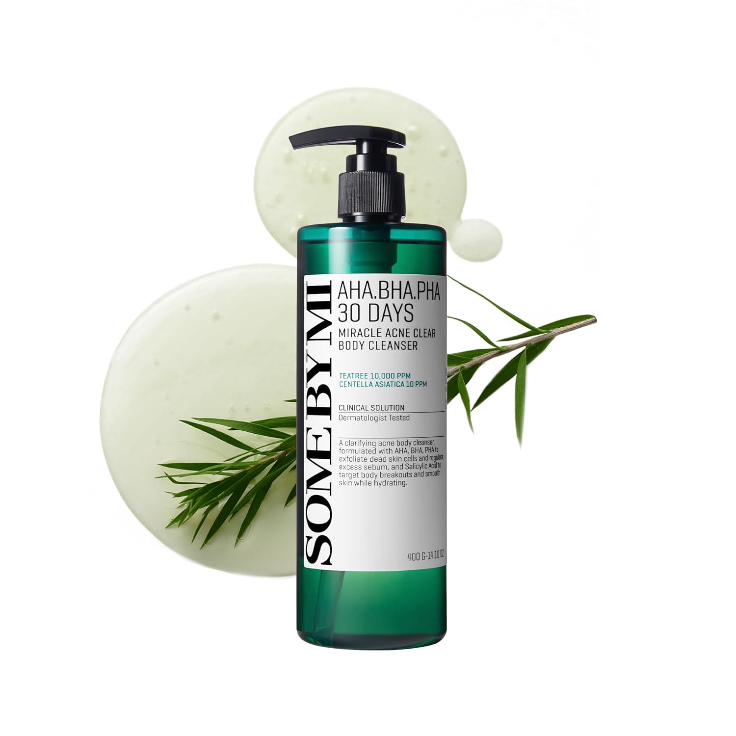 SOME BY MI AHA BHA PHA 30 Days Miracle Acne Clear Body Cleanser - 400 ml - Exfoliating Shower Gel with Tea Tree & Salicylic Acid - Clears Pores & Removes Impurities - Korean Skin Care