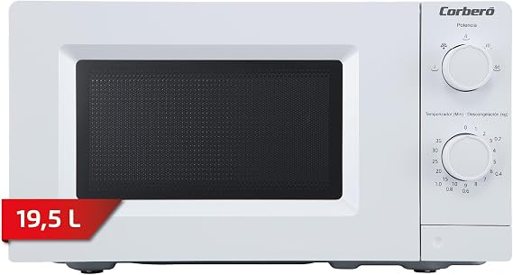 Corberó - Microwave Free Installation | CMICM250W | 19,5 L | 700 W | Manual Control| 5 Power Levels | Defrost | Rotating Plate 24.5 cm | White