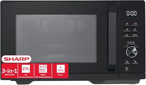 Sharp Airfry 5-in-1 Microwave RCA271TB 900W, 1000W Grill, Hot Air and AirFry Function, Convection 2100W, 27L, 28 Auto Defrost, Weight and Time Controlled Defrost