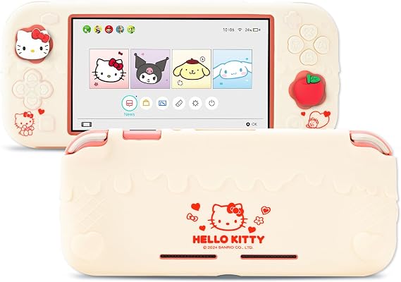 Kuitmor Switch Lite Protective Case,Soft Silicone Protective Cover Case,Anti-Scratch Protector for Switch Lite with 2 Thumb Grip Caps - HLK Off White