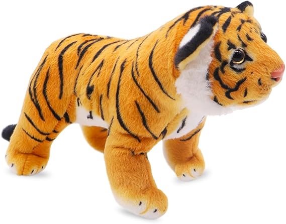 Simulation Tiger Plush Toy Realistic Stuffed Animals Tiger Standing Tigers Stuffed Animal Doll Christmas Plushie Tigers Birthday Gift for Adults Friends(Brown,26cm)