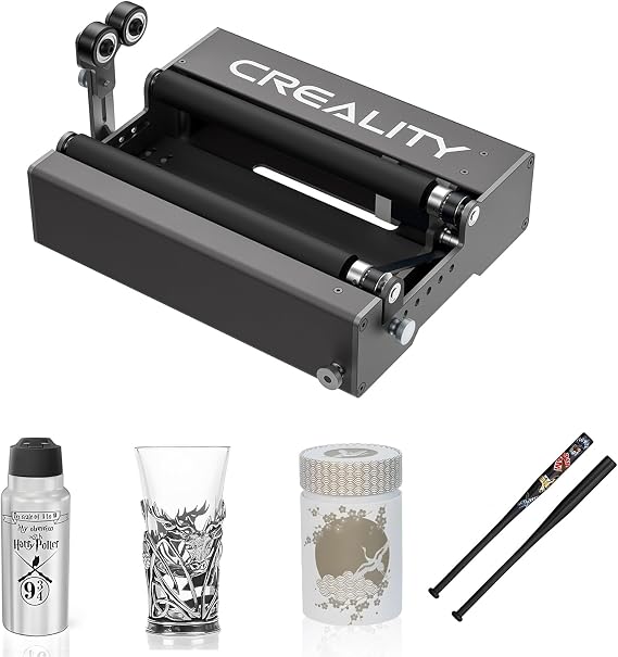 Creality Official Laser Rotary Roller 360° Laser Engraving Y-Axis Rotary Module for Cylindrical Engraving with 7 Adjustment Diameter 5mm to 120mm for Falcon2 22W CR-Laser Falcon 10W
