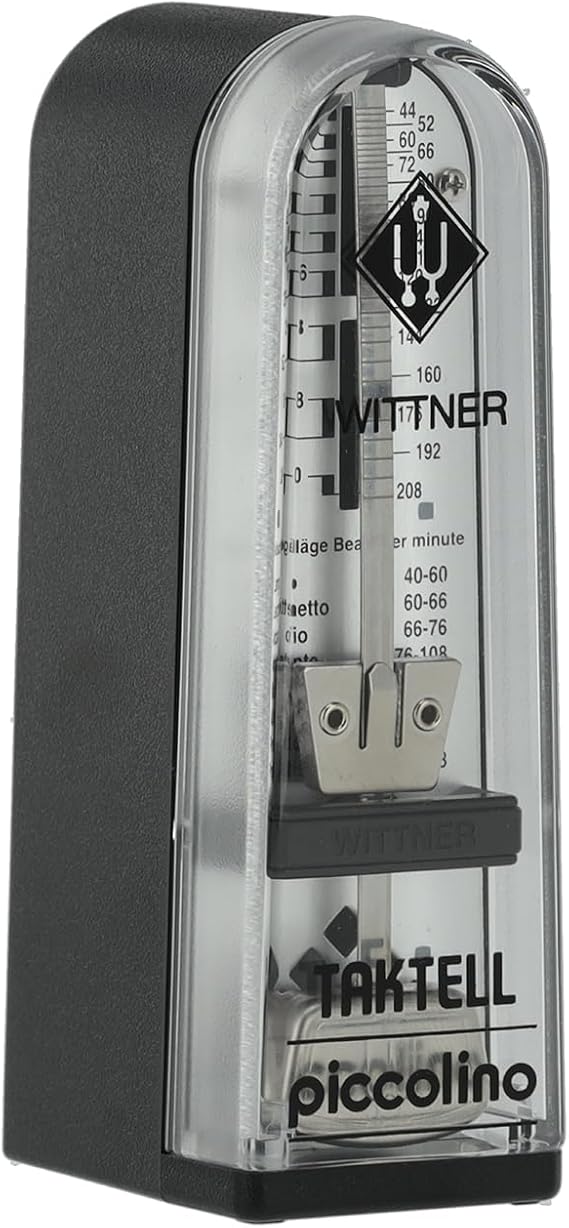 Wittner Metronome Taktell Piccolino Series 890 - Plastic Housing - Without Bell - Black - Mechanical Winding - No Batteries Required - Made in Germany