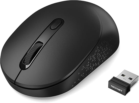 TECKNET Wireless Bluetooth Mouse, 2.4G Plug and Play, Weight 60g for PC
