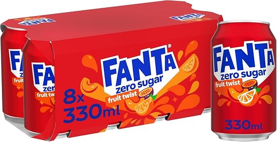 Assorted Soft Drink Cans 8 x 330ml – Mixed Flavours Fizzy Soda Multipack, Refreshing Carbonated Beverages (Zero Sugar Fruit Twist)