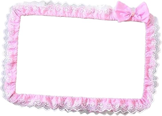 Computer Screen Frame Border Cover Lace Fabric Protective Case with Bowknot 23 to 26 inch pink