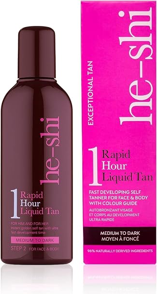 He-Shi Rapid 1 Hour Liquid Self Tan - Medium to Dark, 150ml