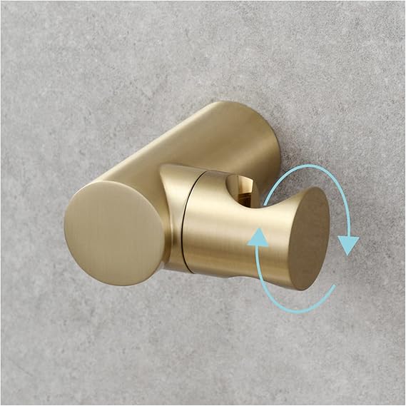 Shower Head Holder, Adjustable Handheld Brass Shower Bracket, Wall Mounted Round Shower Wand Holder, Punch Hole Installation, Brushed Gold