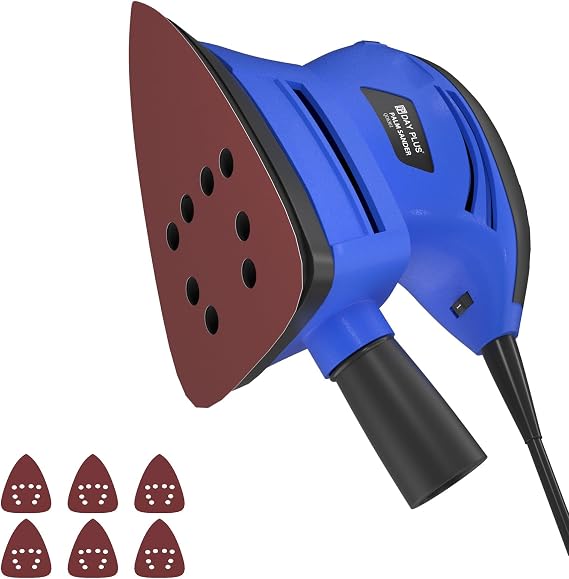 Electric Mouse Sander, 130W 12000RPM Detail Sander with 6Pcs Sandpapers&Dust Collection, Hand Sanders for Wood with 2m Power Cord, Compact Sanding Machine for Wood/Wall/Metal, Home and Work DIY Tools