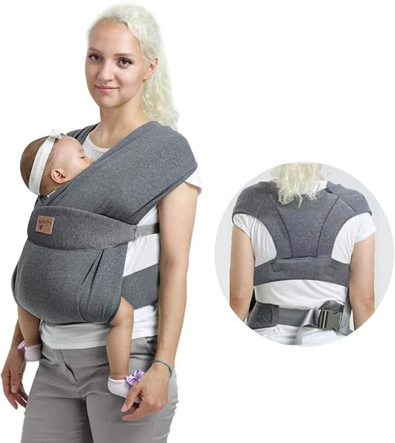 Baby Wraps Carrier Sling, Baby Carrier for Newborns and Toddlers,Skin-Friendly and Soft Front Baby Carrier Wrap Perfect Baby Gifts(Dark Grey)