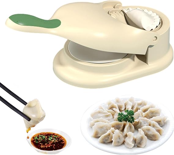 2 in 1 Dumpling Maker & Dumpling Skin Press Moulds, Manual Jiaozi Wrapper Dumpling Maker Machine, Dumpling Making Kitchen Tool with Hook Hanging, Gyoza Empanada Tortilla Dough Presser Maker Tool Mold