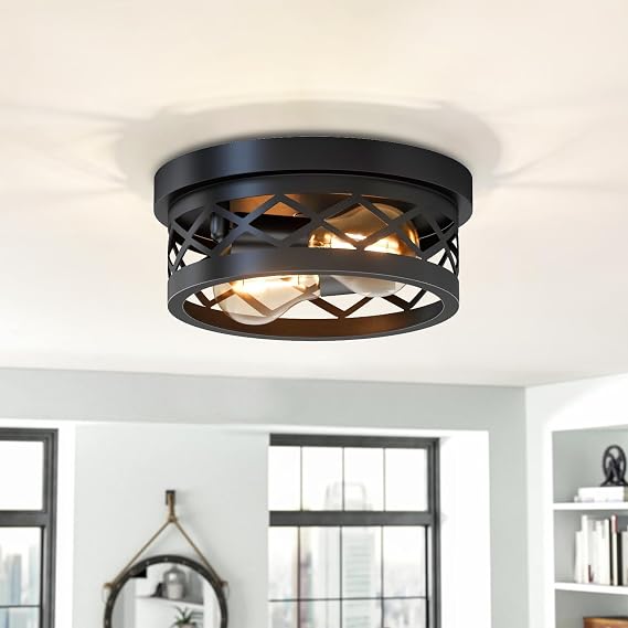 LVWIT Flush Mount Ceiling Lights,2 Way Kitchen Ceiling Light Fitting with E27 Industrial Ceiling Spots Lights,Ceiling Lighting Living Room,Ceiling Light for Bedroom,Hallway Lamp(NO Bulb)