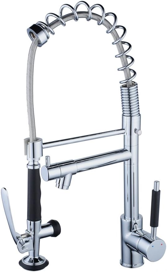 Professional Chrome Kitchen Sink Mixer Taps Brass, Pull Out Hose One Hole