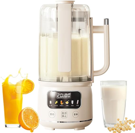 1500ML Soy Milk Maker Machine, 6 in 1 Automatic Nut Milk Maker with Delay Start/AutoClean/Maintain Temperature/Boil Water 12 Blades Wall Breaking Machine for Soybeans, Porridges, Juice, Corn Juice