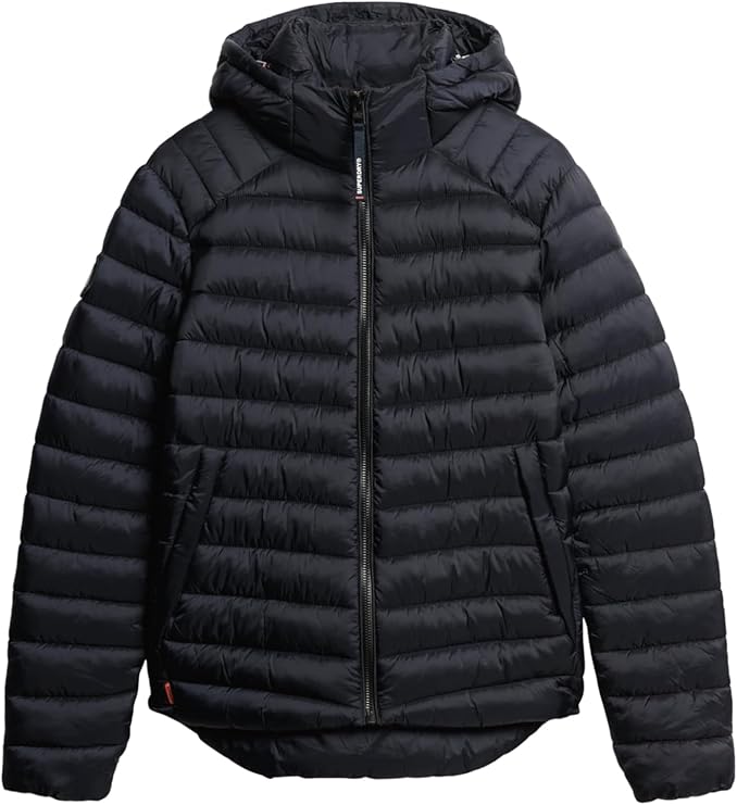 Superdry Fuji Padded Hooded Sports Puffer Jacket Men - L Black