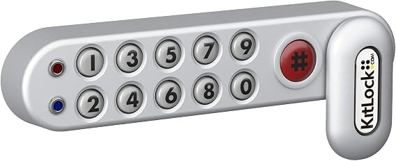 KitLock KL1000 Electronic Lock for Lockers and Furniture Keyless with Combination Lock Horizontal Left Handed Silver