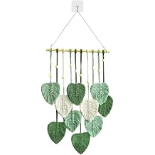 Klomveris Macrame Wall Hanging Green Leaf Tassel Tapestry, Handmade DIY Woven Tassel Tapestry Wall Hanging Macrame Leaf Ornament for Bedroom Living Room Office Restaurant(COLOR:green)