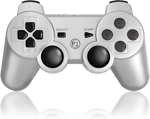 純正操作を再現PS3 コントローラー ワイヤレス 無線 Bluetooth 振動機能 USB接続 互換 Dualshock型 直感操作 シルバー