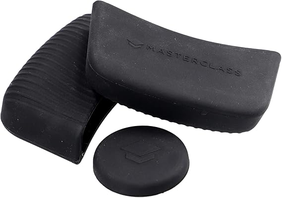 MasterClass Pan Handle Sleeve Set for Cast Aluminium Casserole Dishes, Easy Grip Silicone, 3 Pieces, Black